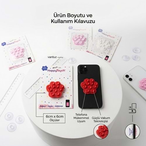 HAPPY TOUCH PATİ TELEFON VANTUZU TELEFON TUTUCU MİX 12*