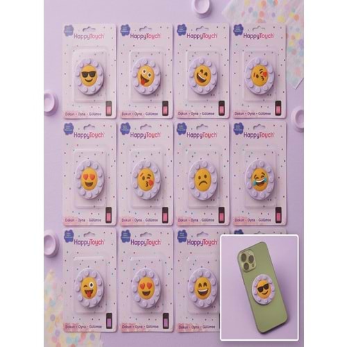 HAPPY TOUCH EMOJİ TELEFON VANTUZU TELEFON TUTUCU LİLA 12*