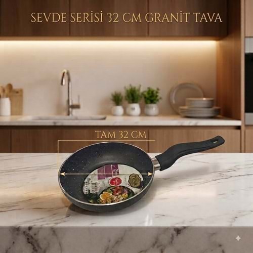 TUNA HAUSE SEVDE SERİSİ 32 CM GRANİT YAĞ TAVASI