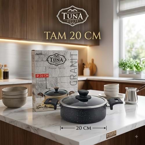 TUNA HAUSE SEVDE SERİSİ 20 CM GRANİT BASIK TENCERE