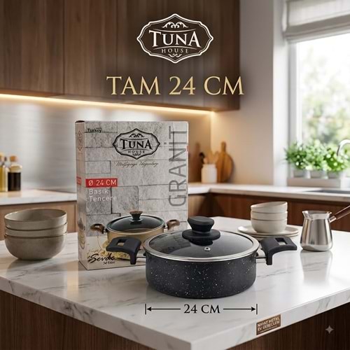 TUNA HAUSE SEVDE SERİSİ 24 CM GRANİT BASIK TENCERE