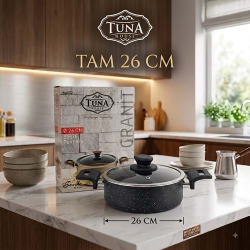 TUNA HAUSE SEVDE SERİSİ 26 CM GRANİT BASIK TENCERE