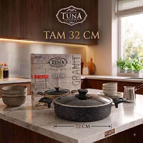 TUNA HAUSE SEVDE SERİSİ 32 CM GRANİT BASIK TENCERE