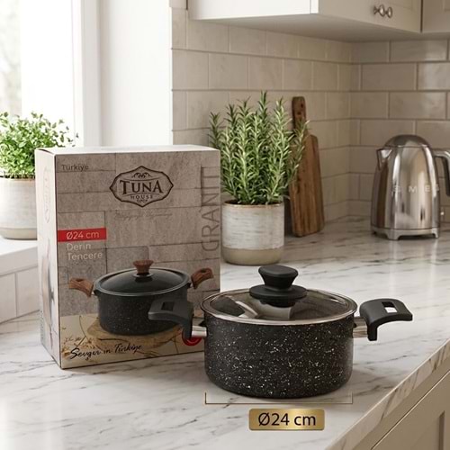 TUNA HAUSE SEVDE SERİSİ 24 CM GRANİT DERİN TENCERE