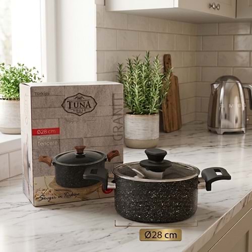 TUNA HAUSE SEVDE SERİSİ 28 CM GRANİT DERİN TENCERE
