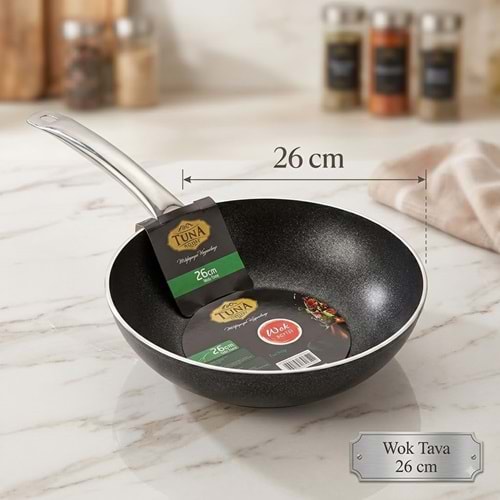 TUNA HAUSE 26 CM METAL KULP GRANİT WOK TAVA