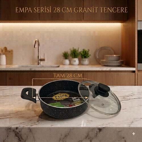 TUNA HAUSE EMPA SERİSİ 28 CM GRANİT BASIK TENCERE 12*
