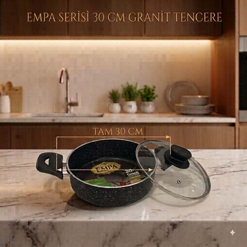 TUNA HAUSE EMPA SERİSİ 30 CM GRANİT BASIK TENCERE 12*