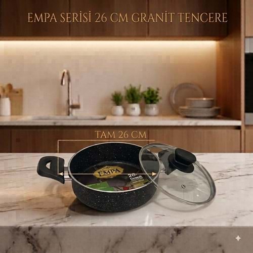 TUNA HAUSE EMPA SERİSİ 26 CM GRANİT BASIK TENCERE 12*