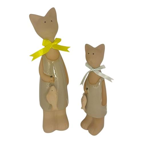 TUTKU SERAMİK 2Lİ RENKLİ KEDİ BİBLO** 24*