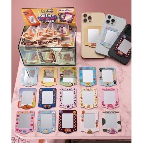HAPPY TOUCH SELFİE AYNASI TELEFON ARKASI STİCKER 6X8CM 250 ADET CAM STANTLA BİRLİKTE