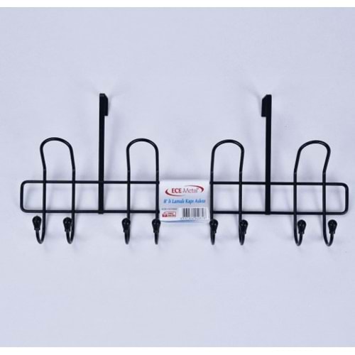 ECE METAL SİYAH PLASTİK KAPLI 8 LI LAMALI KAPI ASKISI 10x24x51 cm 16*