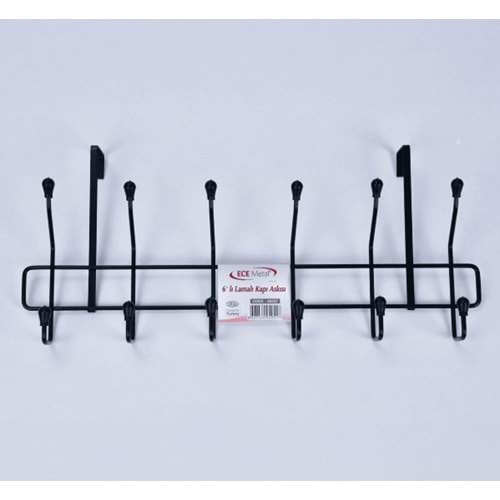 ECE METAL SİYAH PLASTİK KAPLI 6 LI LAMALI KAPI ASKISI 10x24x51 cm 16*