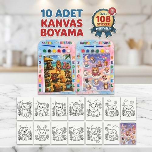 STİCKER HEDİYELİ KANVAS BOYAMA KİTABI