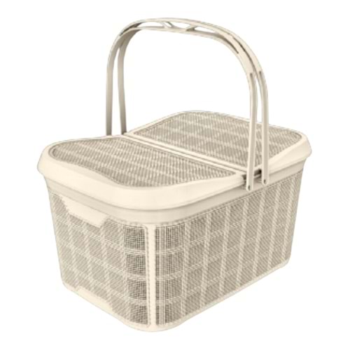 JUTE PİKNİK SEPETİ 26 LT (BEJ)