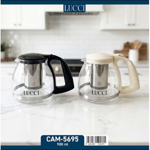 LUCCI BOROSİLİKAT CAM DEMLİK 900 ML 36*