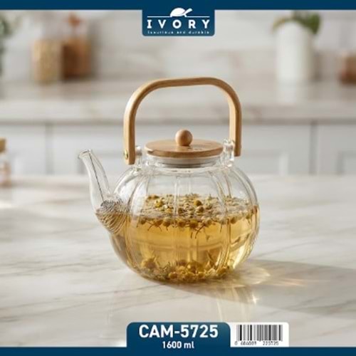 IVORY 1600ML SÜZGEÇLİ BOROSİLİKAT DEMLİK 24*