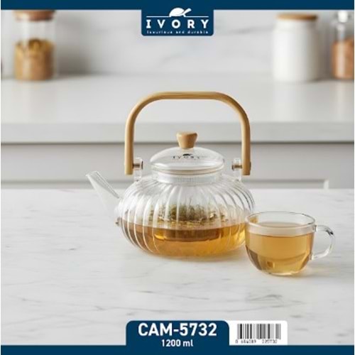 IVORY 1200ML CAM SÜZGEÇLİ BOROSİLİKAT DEMLİK 24*
