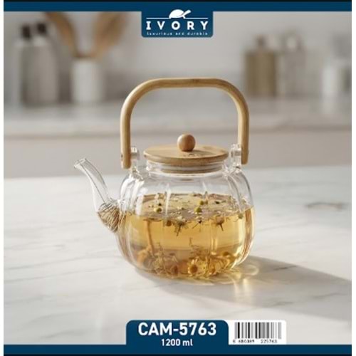 IVORY 1200ML SÜZGEÇLİ BOROSİLİKAT DEMLİK 24*