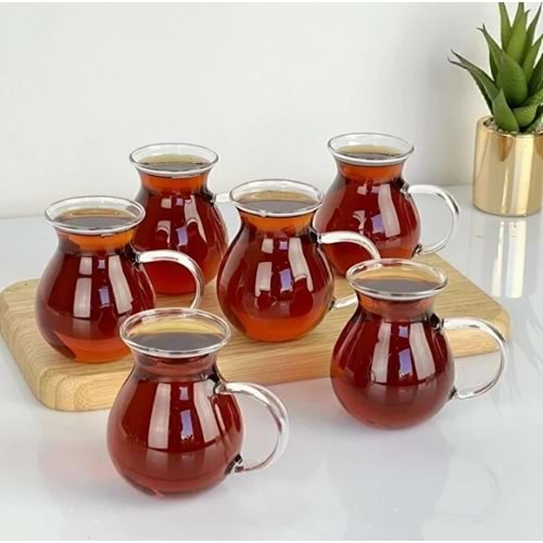 CEBE HOME KEYFİ ALA 6 LI BOROSILIKAT ÇAY BARDAĞI TOMBUL 200 ML 12*