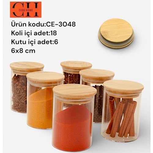 CEBE HOME BAMBU KAPAK CAM KAVANOZ 6LI 60x80 18*