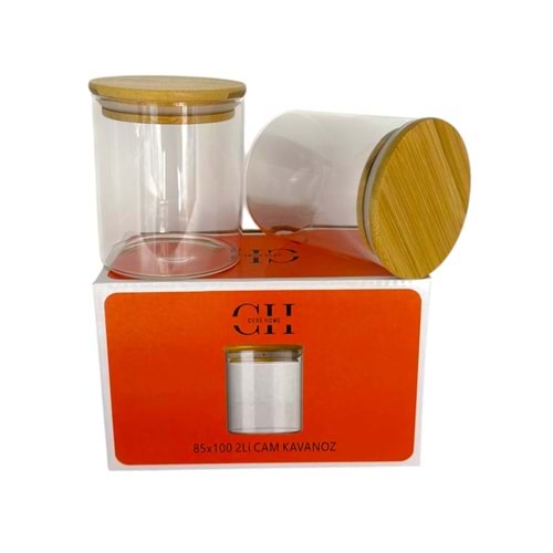 CEBE HOME BAMBU KAPAK CAM KAVANOZ 2Lİ 85x100 36*