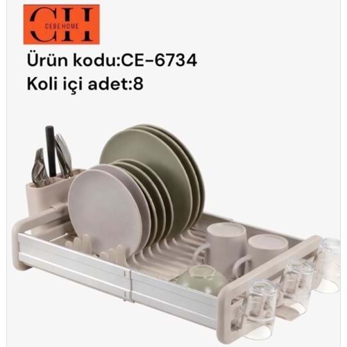 CEBE HOME ALÜMİNYUM TEK KAT SÜRGÜLÜ BULAŞIKLIK 630X350 8*