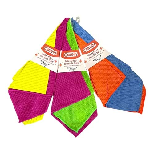 CARELLY MİKROFİBER TEMİZLİK BEZİ ÇİZGİLİ 2'Lİ 30x30 *144
