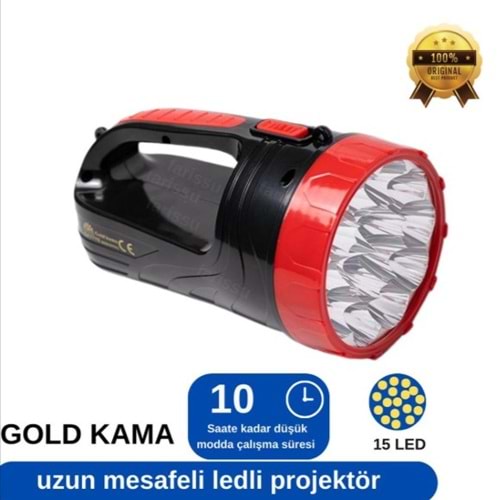 GOLD KAMA UZUN MESAFELİ LED Lİ EL FENERİ IŞILDAK 15 LED *15