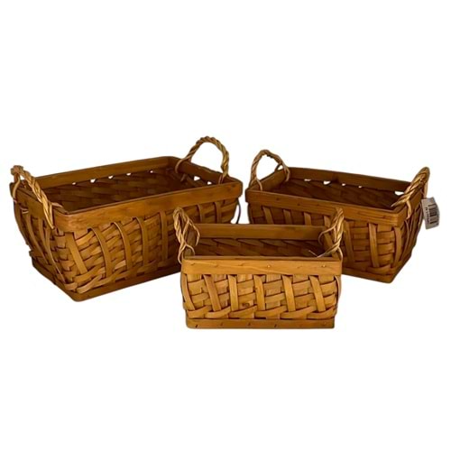 SD DİKDÖRTGEN 3LÜ HASIR SEPET 14X22X31-12X18X26-10X14X21 CM 12*