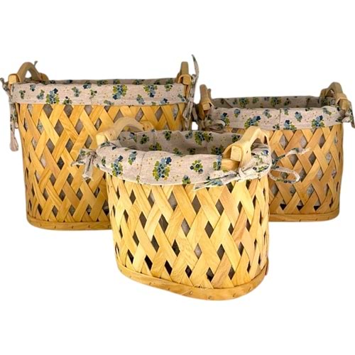 SD 3 LÜ OVAL YANDAN SAPLI HASIR SEPET 24X24X33-20X20X27-17X17X23 10*