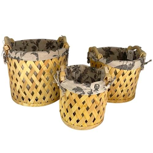 SD 3 LÜ YUVARLAK HASIR SEPET 24X29-20X24-17X20CM 10*