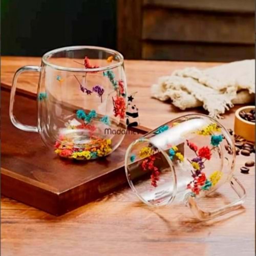 HAKDEM ÇİFT CİDARLI ÇİÇEKLİ BARDAK 100ML