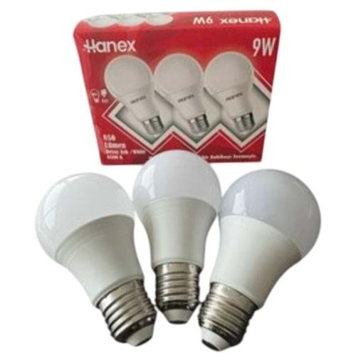 HANEX 3LÜ KUTU 9W LED AMPUL 6500K BEYAZ