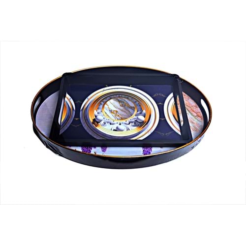 2 Lİ ADA SİYAH TEPSİ BÜYÜK BOY *18