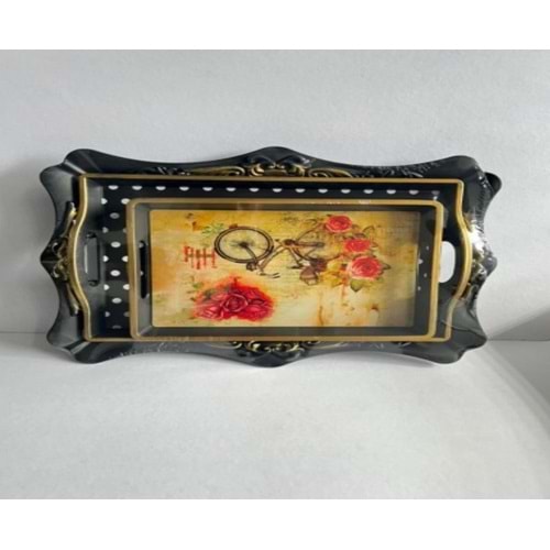 2 Lİ OTANTİK SİYAH TEPSİ BÜYÜK BOY *18