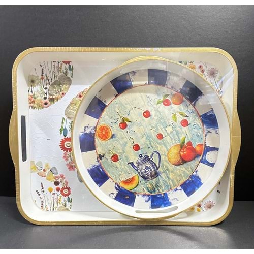 2 Lİ LÜX BEYAZ YAĞIZ TEPSİ BÜYÜK BOY *18