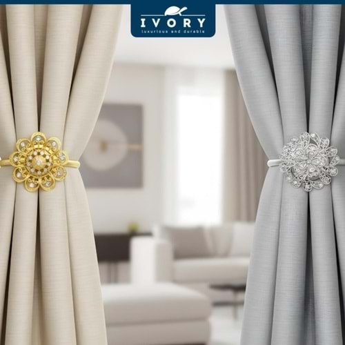 IVORY LÜKS MIKNATISLI PERDE MANDALI TEKLİ 144*