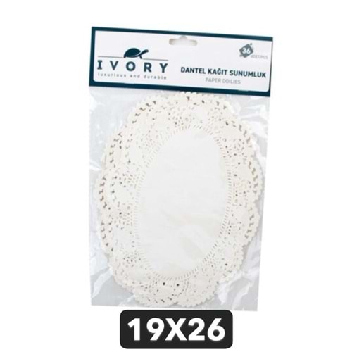 IVORY KAĞIT DANTEL SUNUMLUK OVAL 19X26 36LI 240*