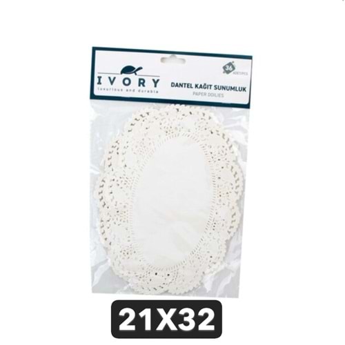 IVORY KAĞIT DANTEL SUNUMLUK OVAL 21X32 36LI 240*