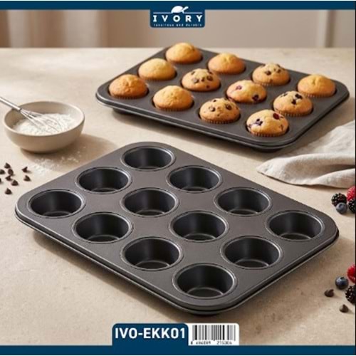 IVORY 12 SIRA MUFFİN KEK KALIBI 60*