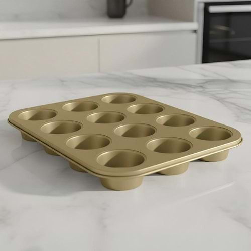 IVORY 12 SIRA GOLD MUFFİN KEK KALIBI 60*