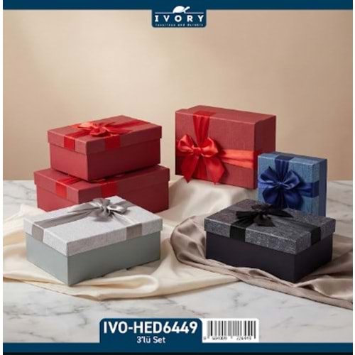 IVORY ÜÇLÜ DİKDÖRTGEN HEDİYE KUTUSU 36*