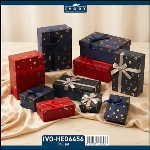 IVORY ÜÇLÜ DİKDÖRTGEN HEDİYE KUTUSU 36*