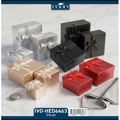 IVORY ÜÇLÜ KARE HEDİYE KUTUSU 36*