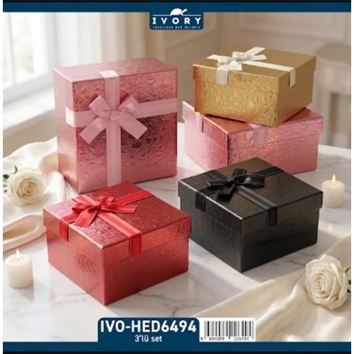 IVORY ÜÇLÜ KARE HEDİYE KUTUSU 36*