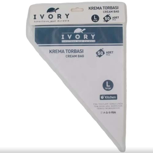 IVORY 50Lİ KULLAN AT KREMA TORBASI PK50 200*