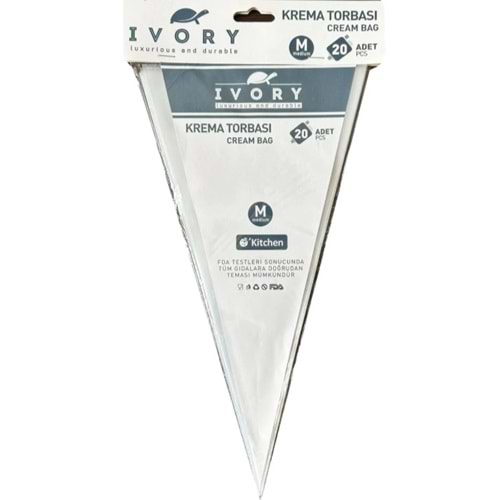 IVORY ŞEFFAF KREMA TORBASI 20Lİ PK150 300*