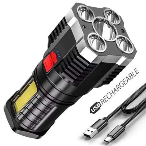ŞARJLI 5İN1 UZUN MESAFELİ LED EL FENERİ