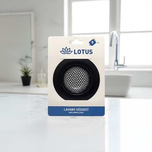 LOTUS 9 CM SİYAH LAVABO SÜZGECİ PK12 360*